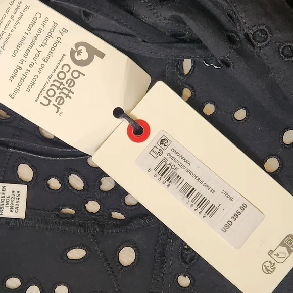 Ted Baker midi dress women's 4 black 100% cotton broderie relaxed fit new $395 - Picture 10 of 14